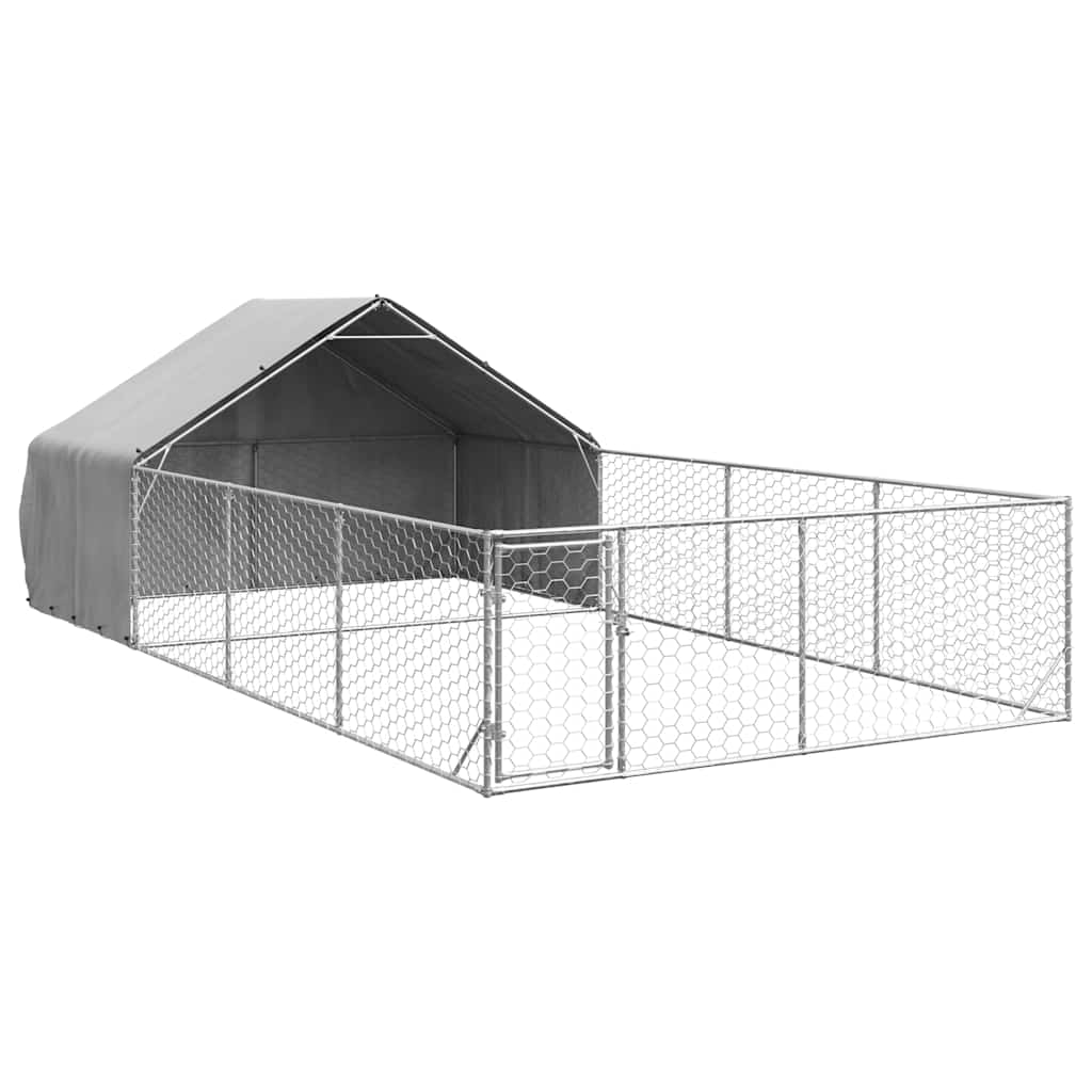 Caseta Perros Exterior Con Corral 7x3x1,9 M Acero Galvanizado_0