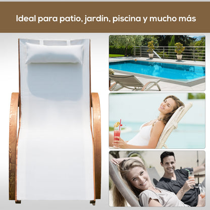 Outsunny Tumbona Tipo Hamaca Jardín Terraza Piscina O Patio 165x72x70cm Blanco_5