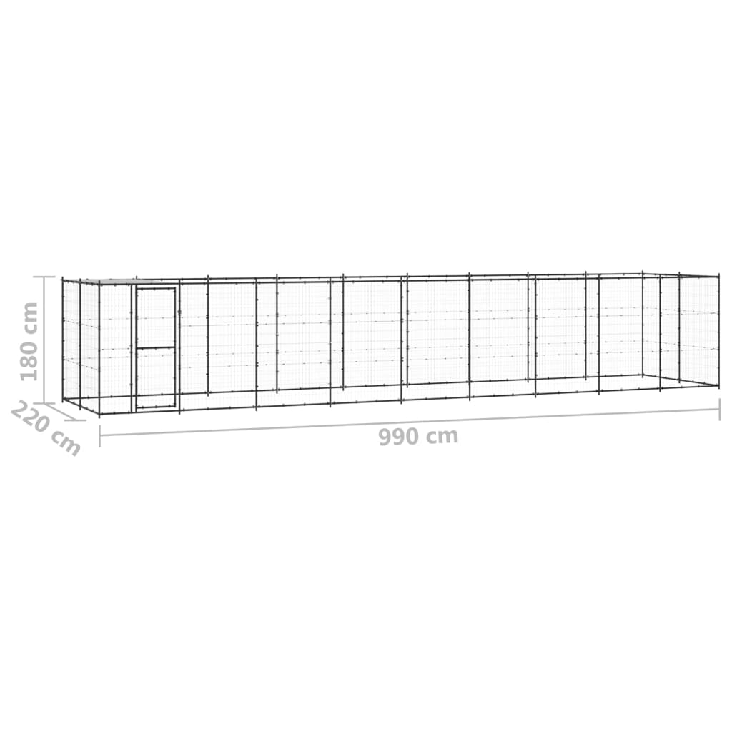 Vidaxl Perrera De Exterior De Acero Con Techo 21,78 M²_2