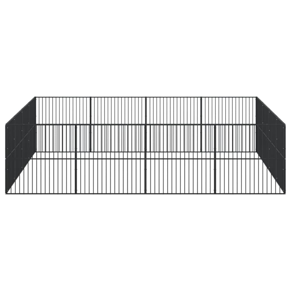 Vidaxl Corralito Para Perros Con 16 Paneles Acero Galvanizado Negro_3