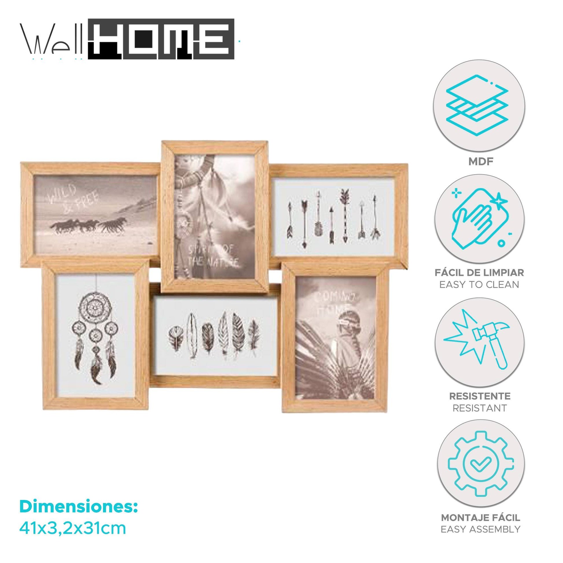 Well Home Conjunto De 6 Marcos Decorativos Nature 41x3,2x31cm