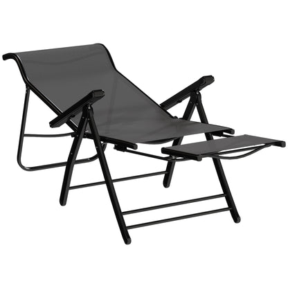 Outsunny Pack De 2 Sillas Plegables Reclinables Con Respaldo Alto Ajustable Gris_3