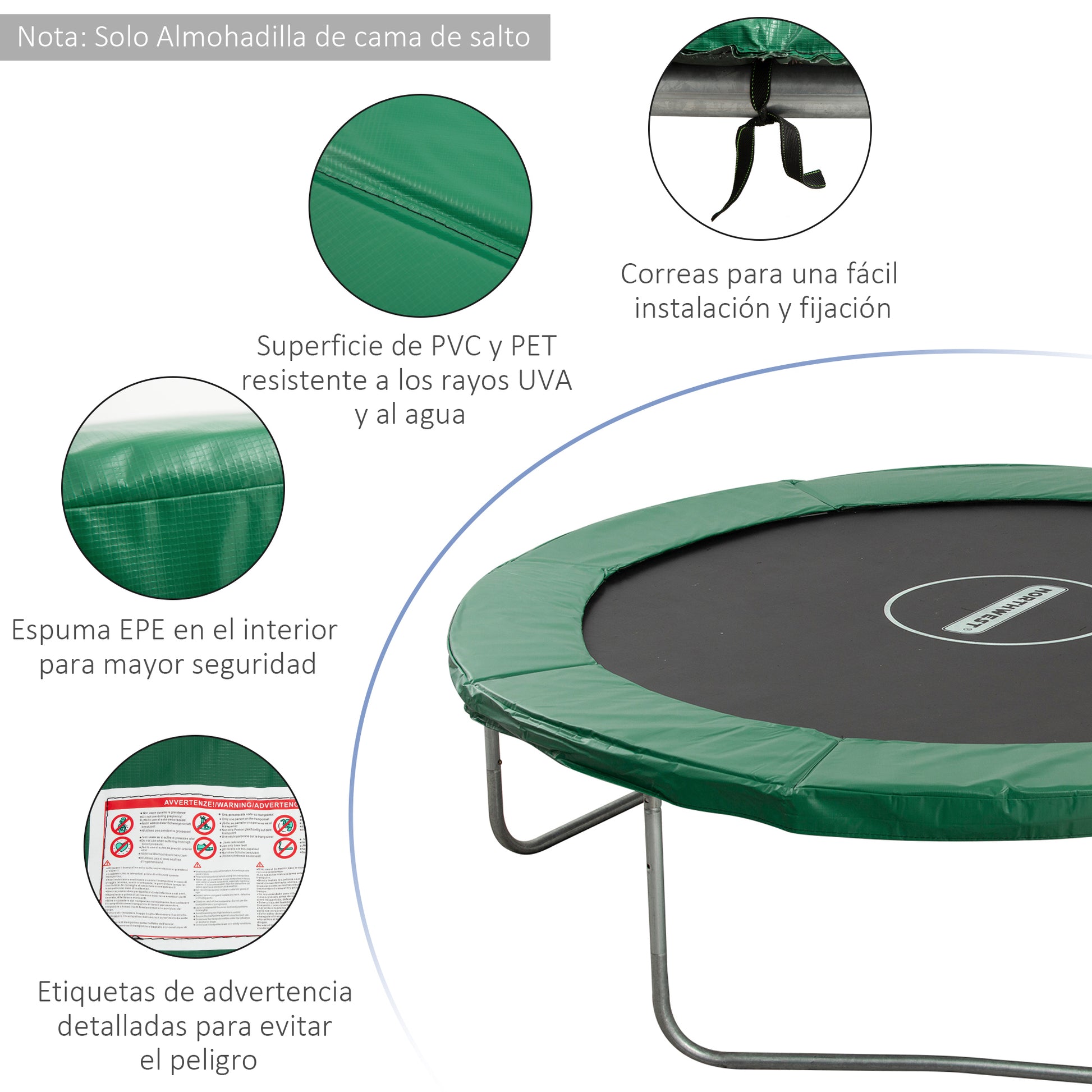 Homcom Cubierta Protectora Para Borde De Cama Elástica Trampolín Medidas_5