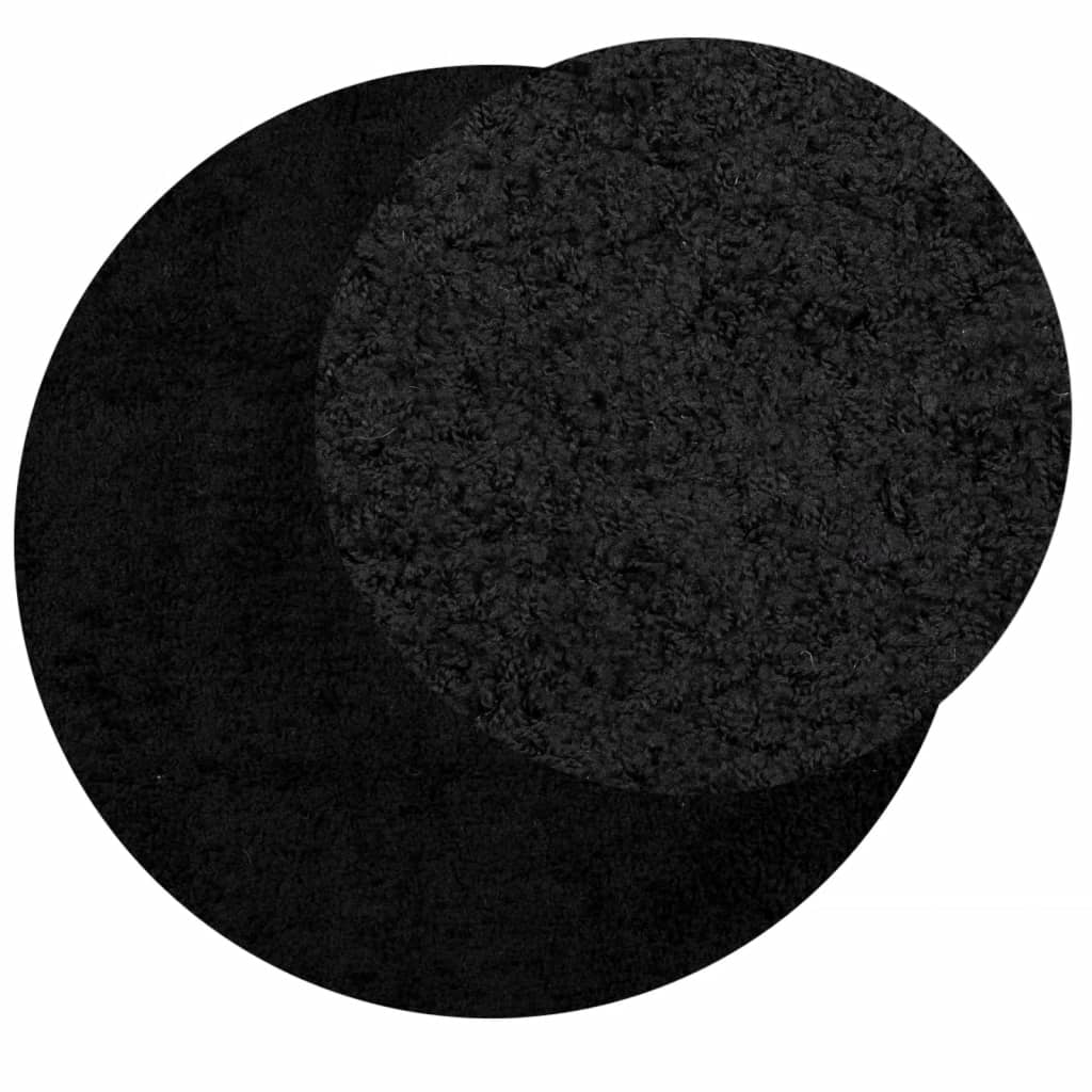 Alfombra Peluda De Pelo Largo Moderna Pamplona Negra Ø 280 Cm / Vetonek_4