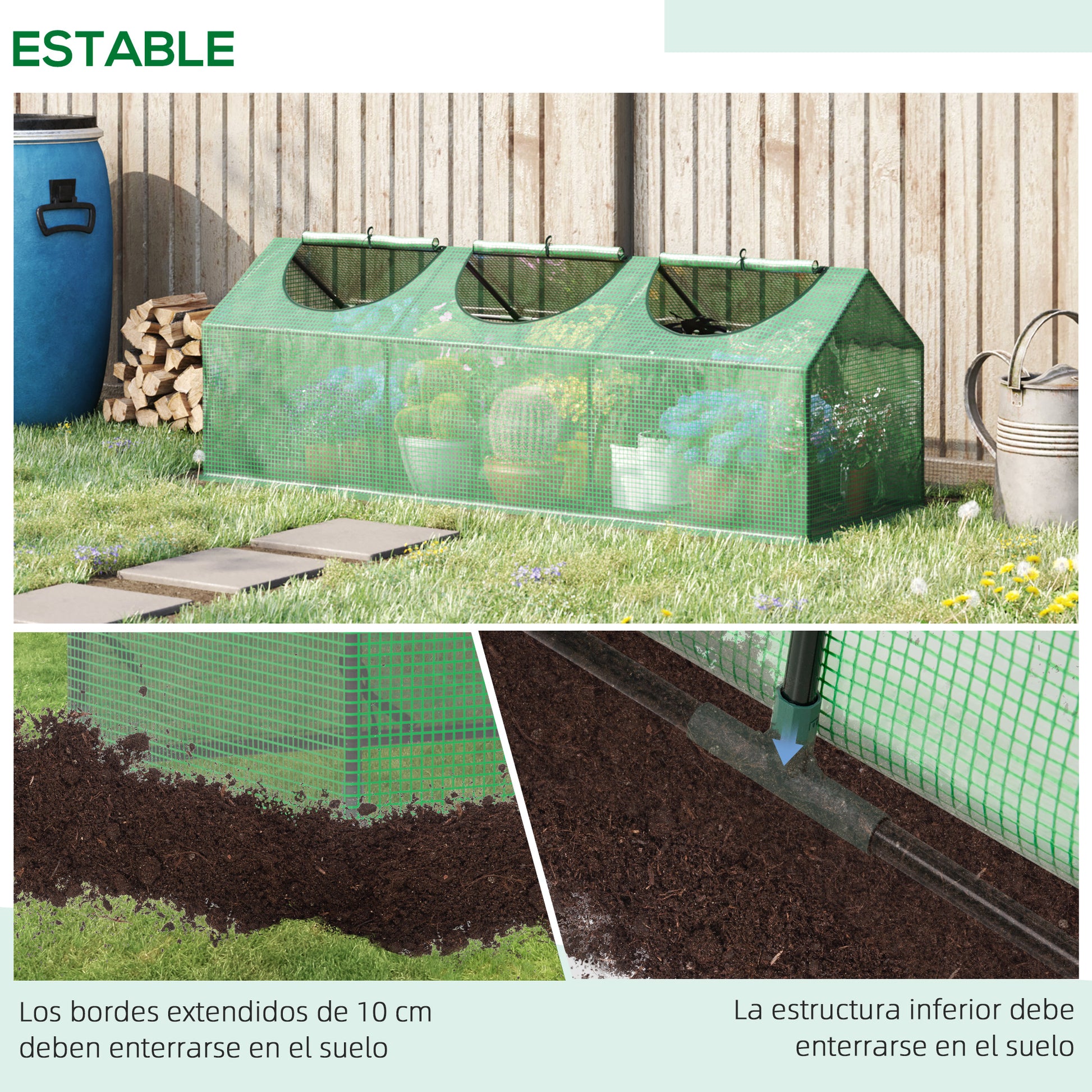 Outsunny Invernadero De Terraza 180x60x60 Cm Acero Con 3 Ventanas Verde_5