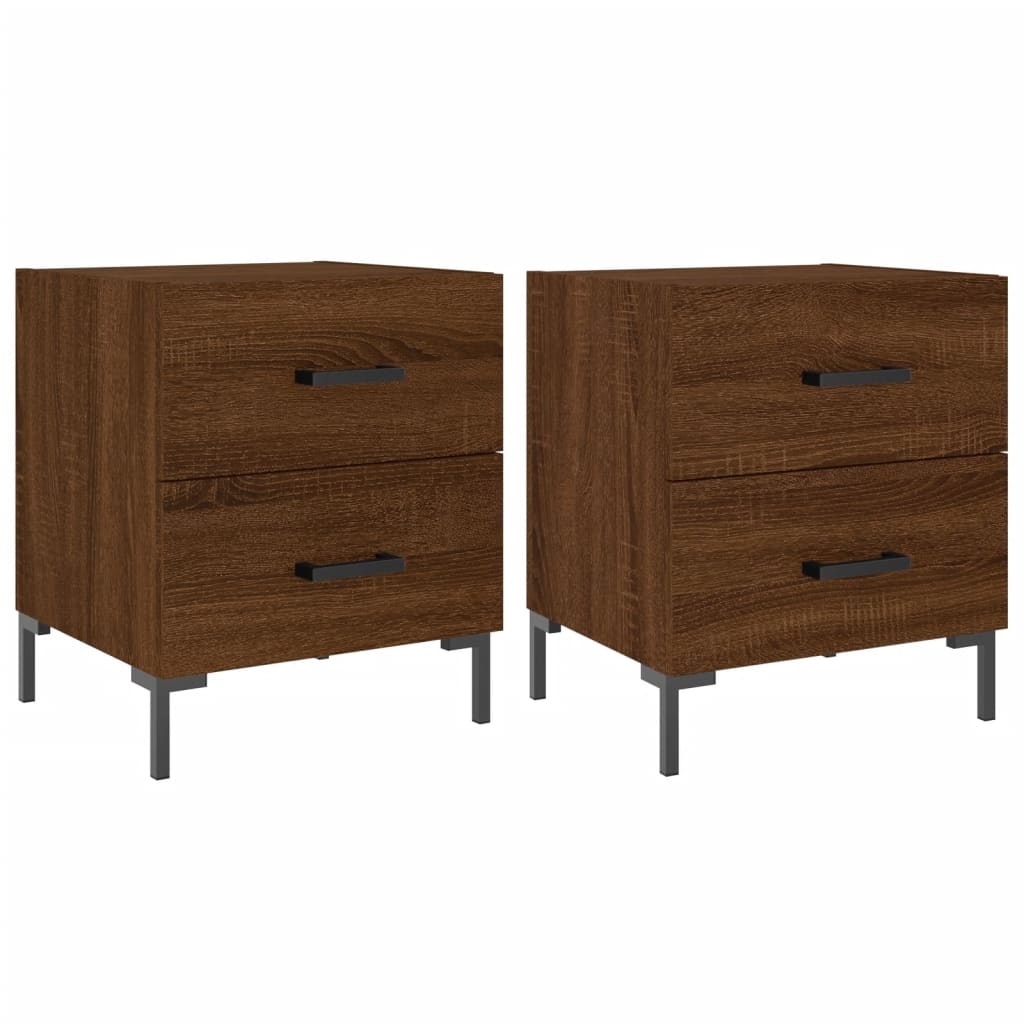 Mesita Noche 2 Uds Madera Ingeniería Marrón Roble 40x35x47,5 Cm_0