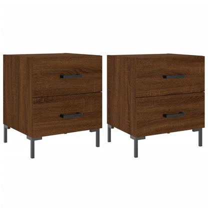 Mesita Noche 2 Uds Madera Ingeniería Marrón Roble 40x35x47,5 Cm_0