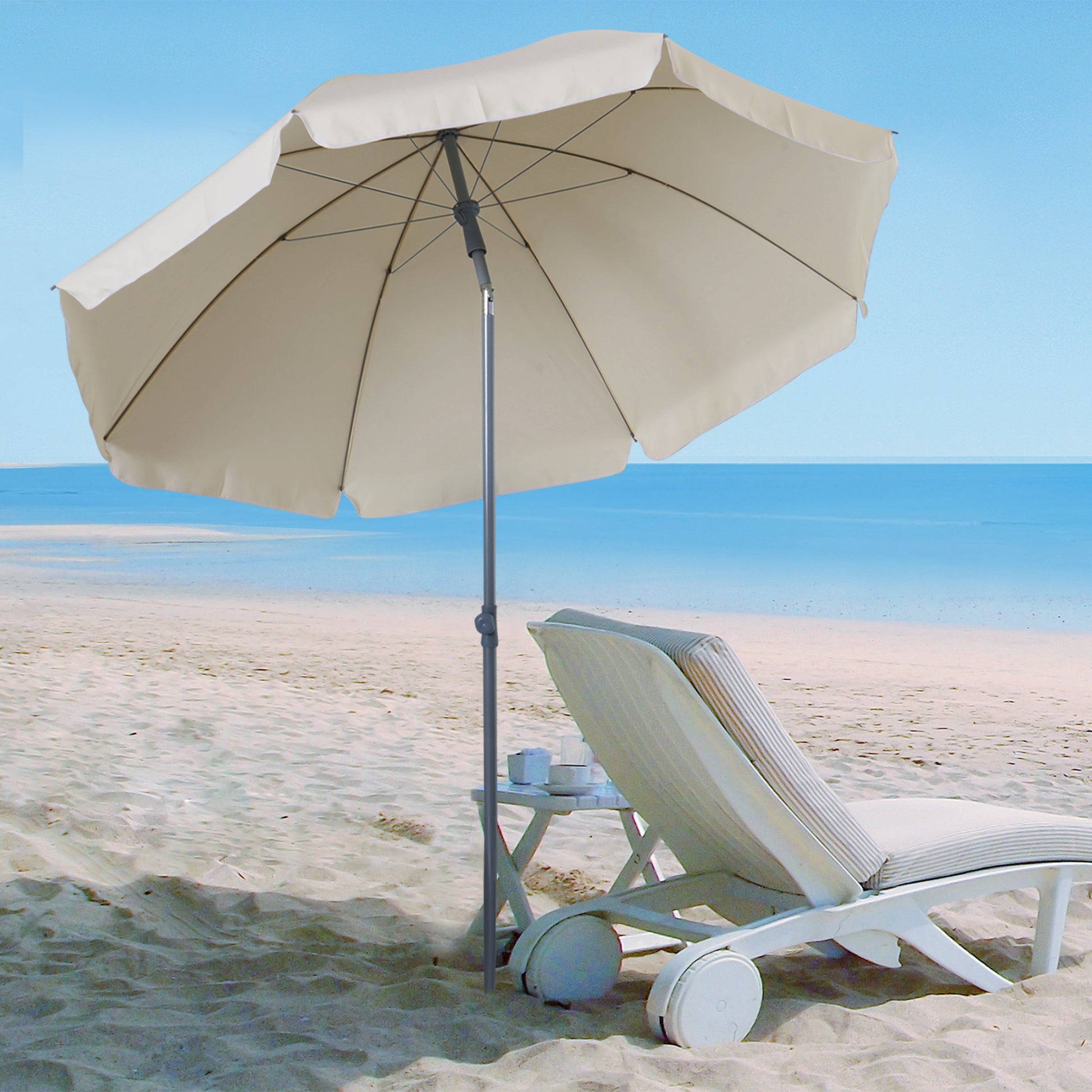 Outsunny Sombrilla De Playa Diámetro Ø202 Cm Con Techo Inclinable Poste_1