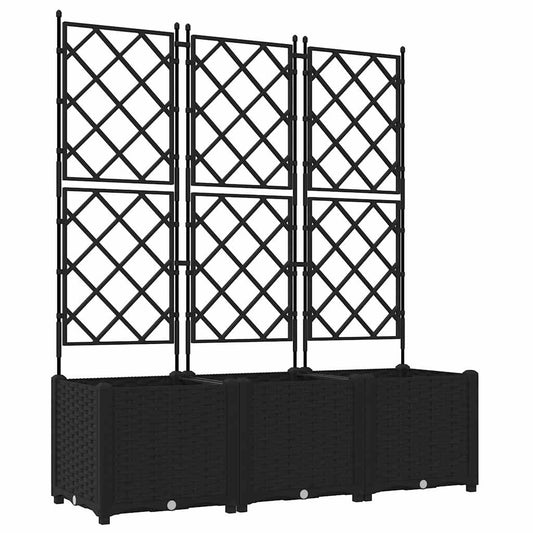 Vidaxl Maceta De Jardín Con Enrejado 3 Pcs Negro 120 X 40 X 143 Cm Pp_0