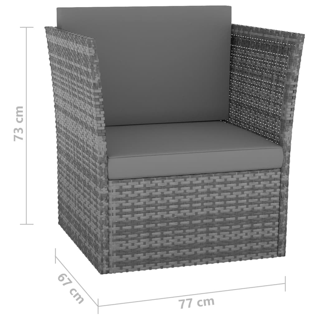 Vidaxl Silla De Jardín Con Taburete Ratán Sintético Gris Antracita_2