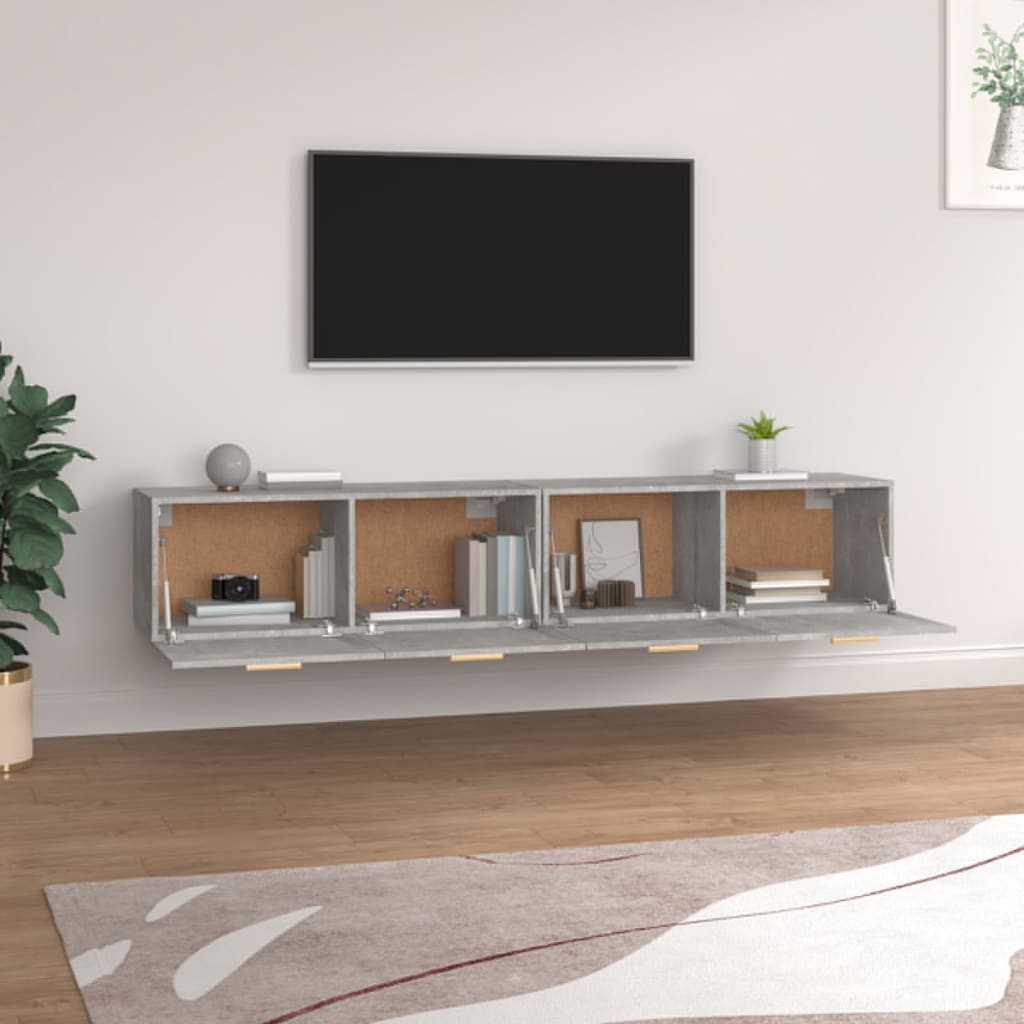 Armarios Pared 2 Uds Contrachapada Gris Hormigón 100x36,5x35 Cm_2