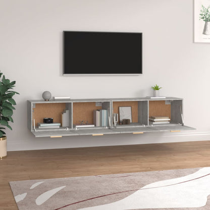 Armarios Pared 2 Uds Contrachapada Gris Hormigón 100x36,5x35 Cm_2