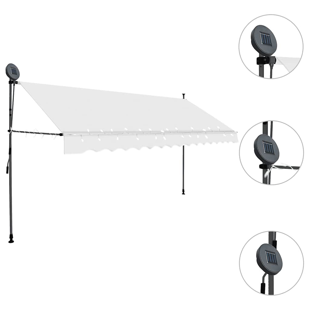Toldo Manual Retráctil Con Led Crema 350 Cm_2