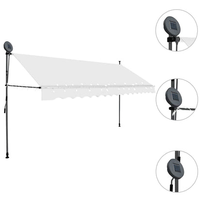 Toldo Manual Retráctil Con Led Crema 350 Cm_2