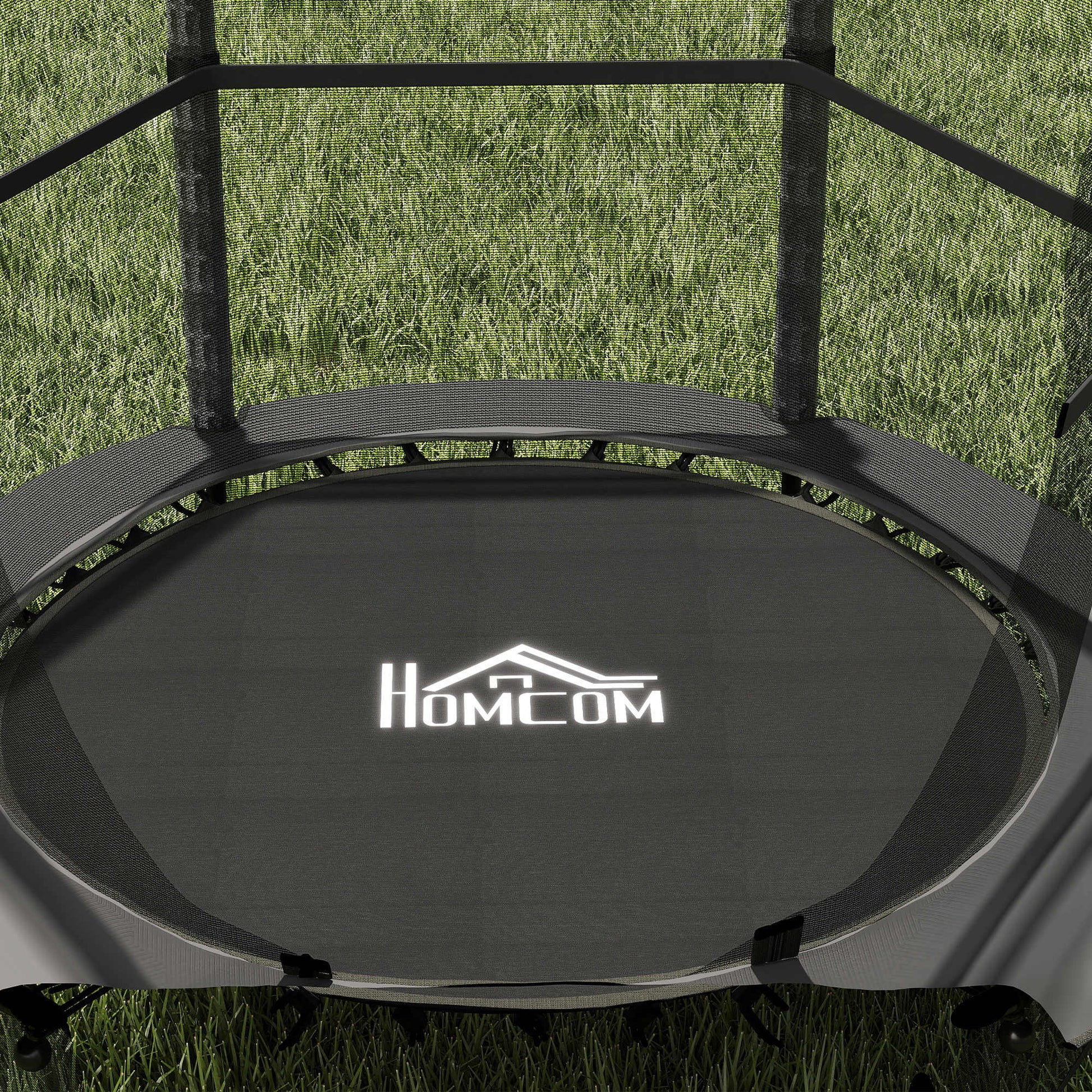 Homcom Cama Elástica Infantil Ø140 Cm Con Red De Seguridad Negro_4