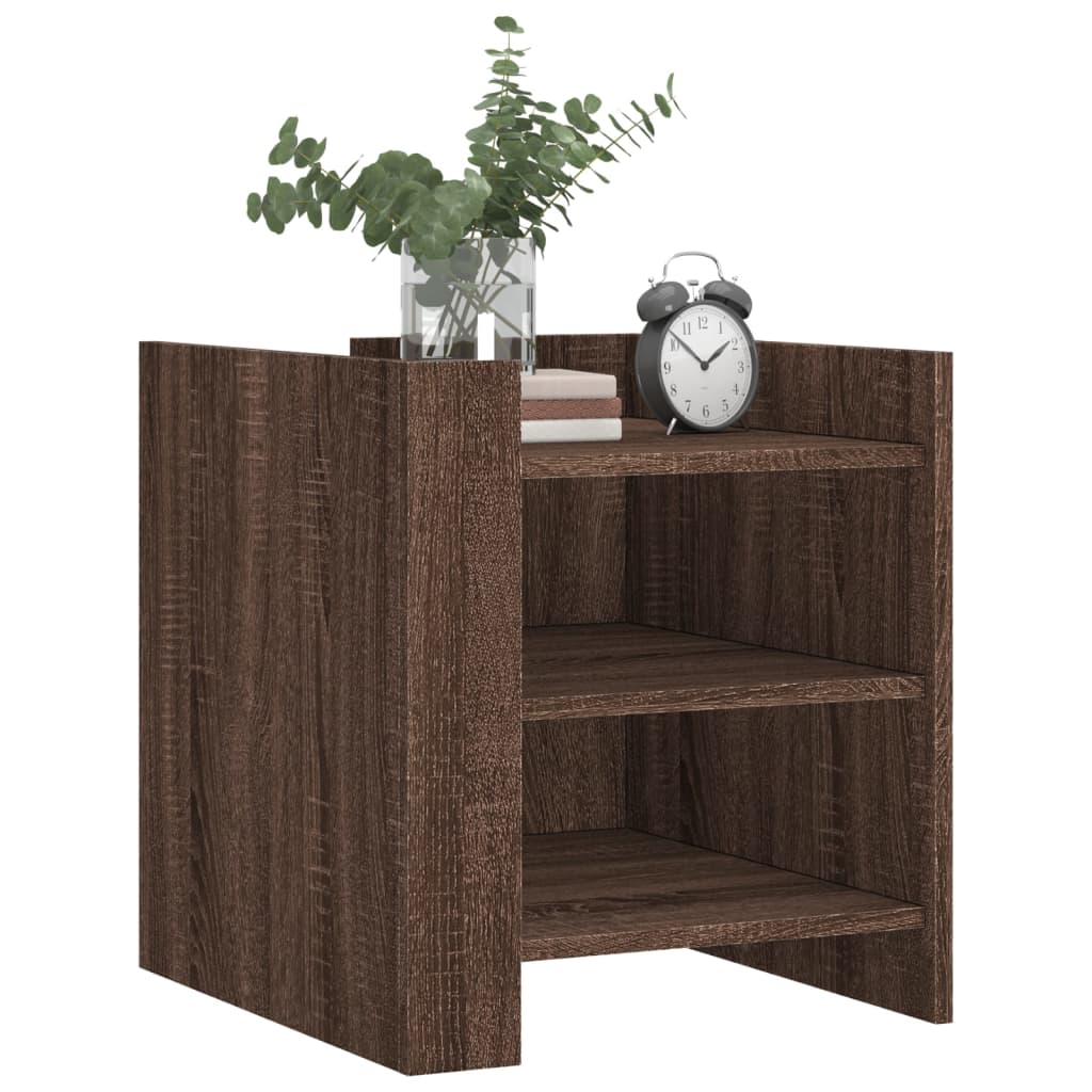 Mesita De Noche Madera De Ingeniería Roble Marrón 45x50x50 Cm_1