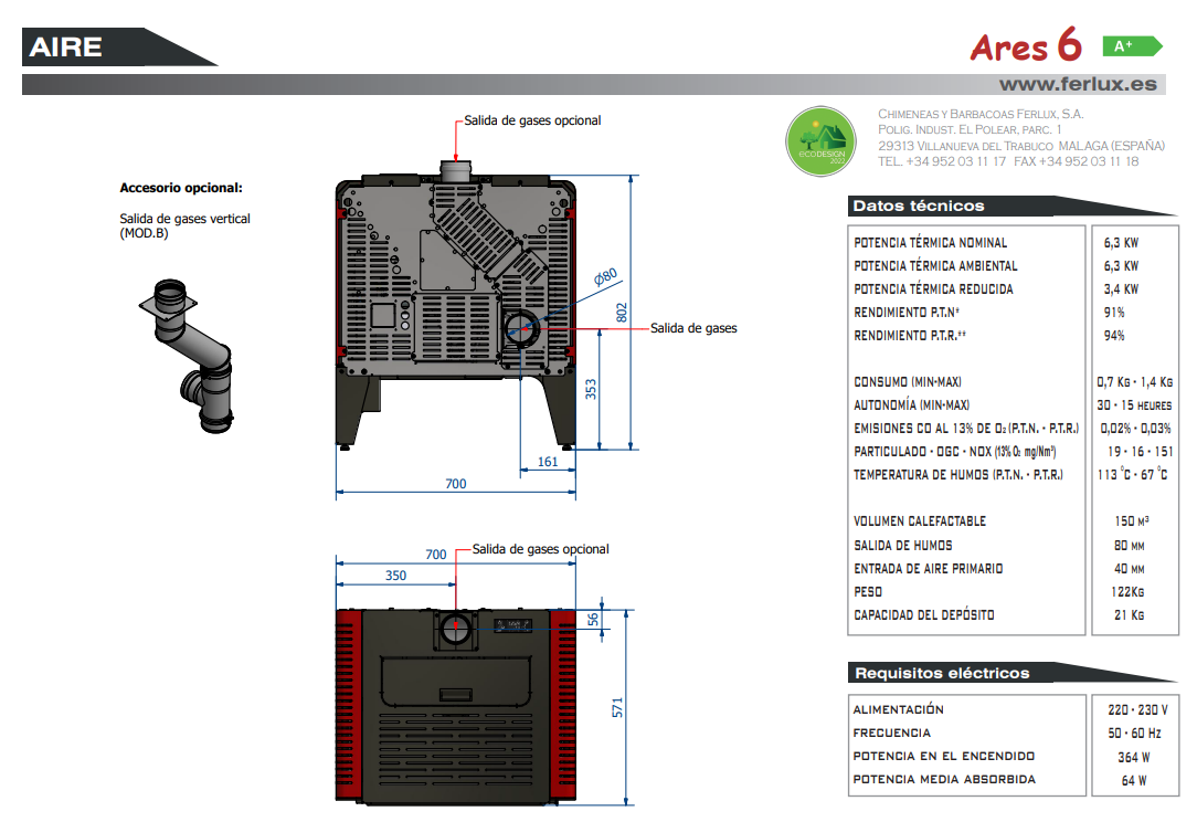 Bricosol Estufa De Pellets Ares 6 Marron Vintage De Ferlux_4