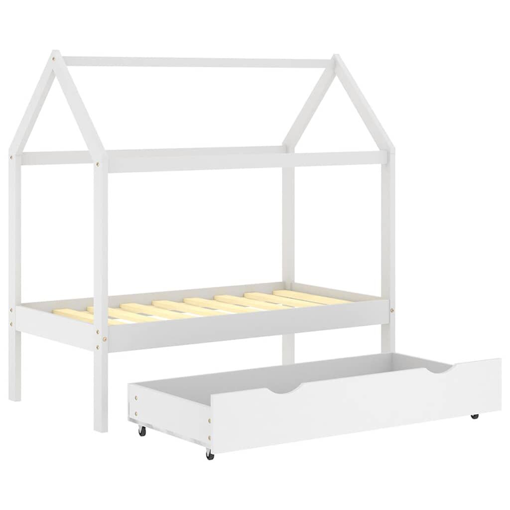 Vidaxl Estructura De Cama Infantil Y Cajón Madera Pino Blanca 70x140cm_4