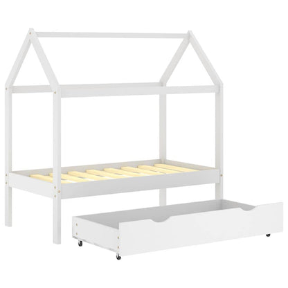 Vidaxl Estructura De Cama Infantil Y Cajón Madera Pino Blanca 70x140cm_4