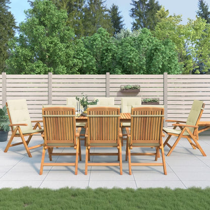 Vidaxl Sillas De Jardín Reclinables Y Cojines 8 Uds Madera Maciza Teca_1