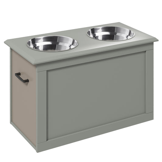 Pawhut Comedero Elevado Para Perros Con 2 Cuencos De Acero Inoxidable Gris_0