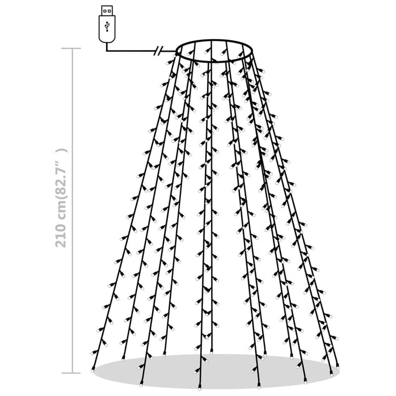 Vidaxl Red De Luces Para Árbol De Navidad 210 Led Blanco Cálido 210 Cm_5