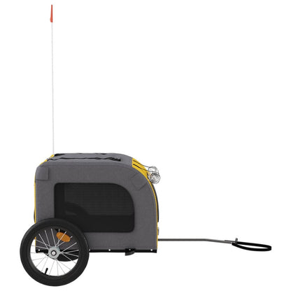 Vidaxl Remolque De Bicicleta Mascotas Hierro Tela Oxford Amarillo Gris_5