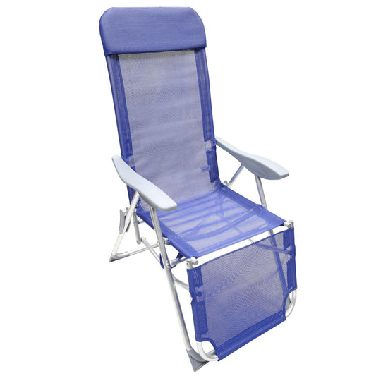 Silla Playa Estructura Aluminio, Reclinable 5 Posiciones Con Reposapies, Silla Multiposición, Silla Con Reposabrazos_0