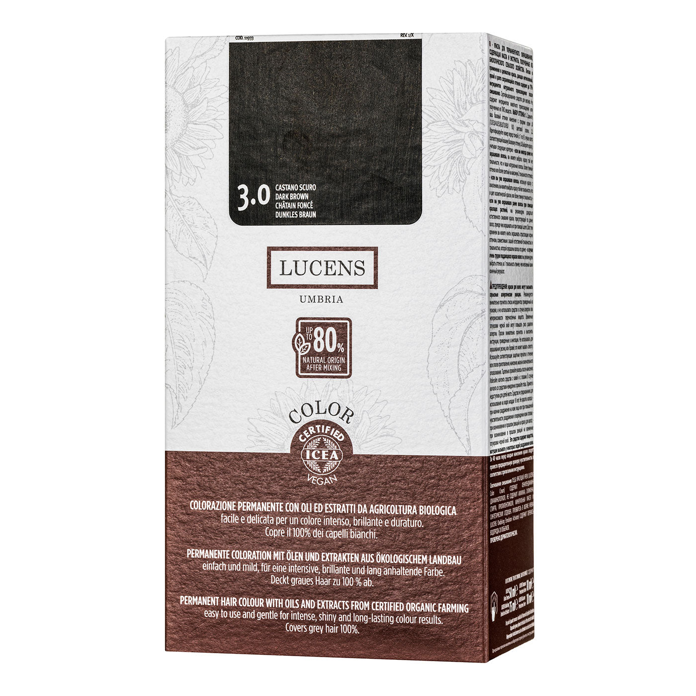 Lucens - Coloración Permanente 3.0 Marrón Oscuro, Coloración Para Cabello Con Alto Contenido De Ingredientes Naturales_1