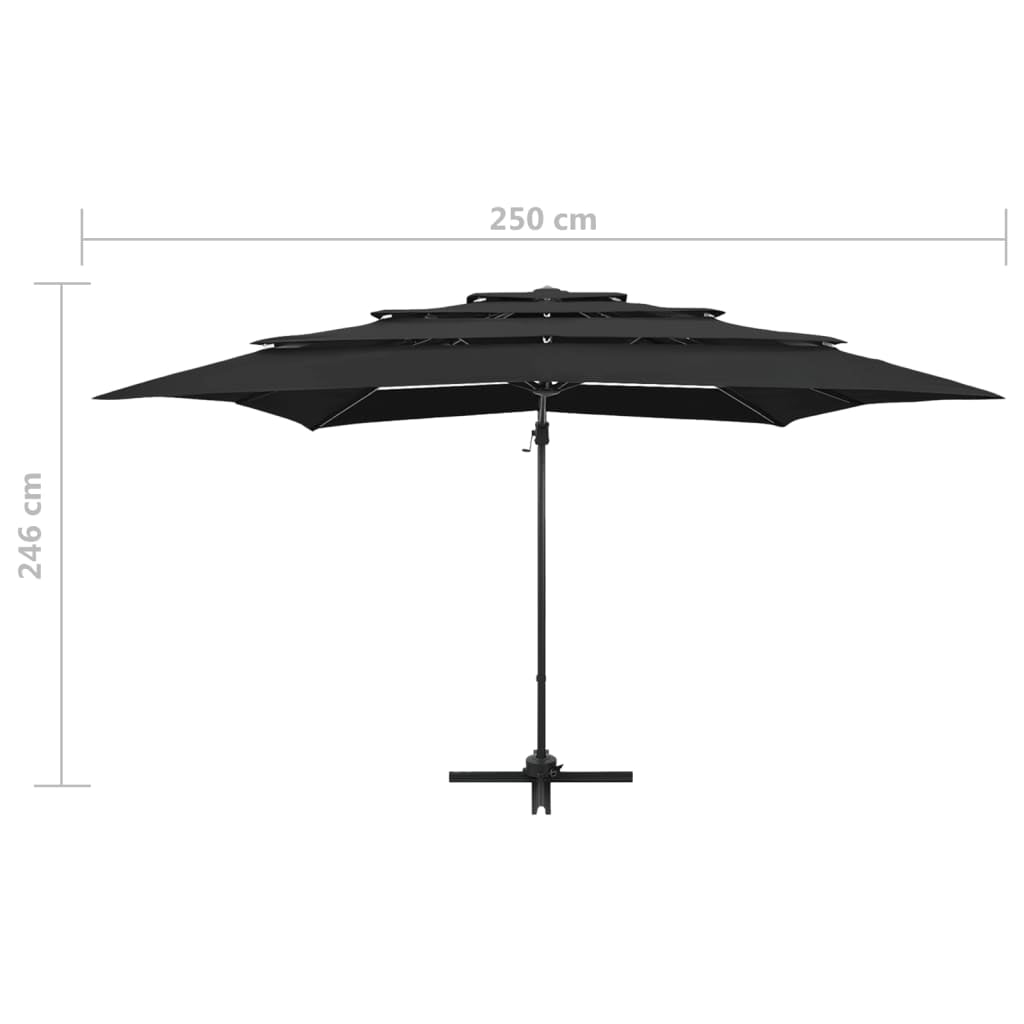 Vidaxl Sombrilla De Jardín 4 Niveles Palo De Aluminio Negro 250x250 Cm_2