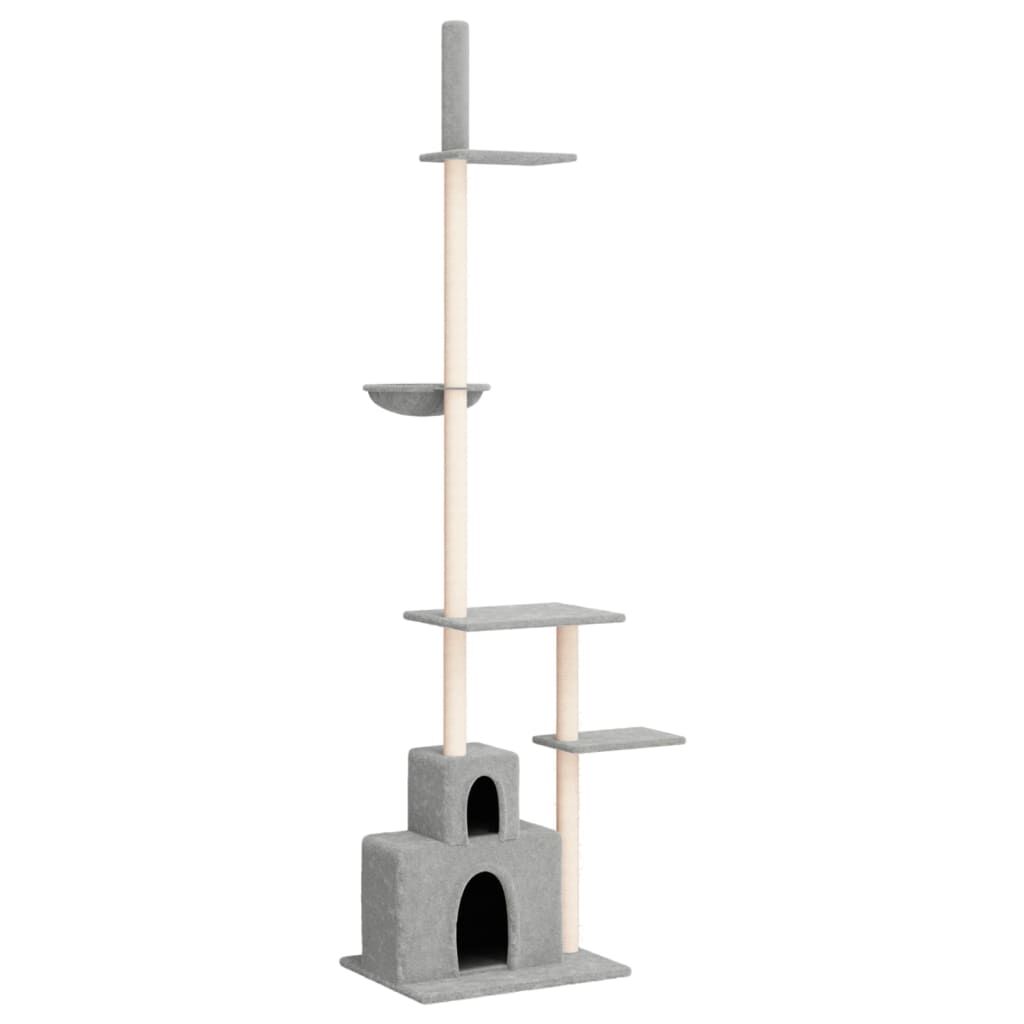Vidaxl Árbol Rascador Gatos Suelo A Techo Gris Claro 250,5-276,5 Cm_0