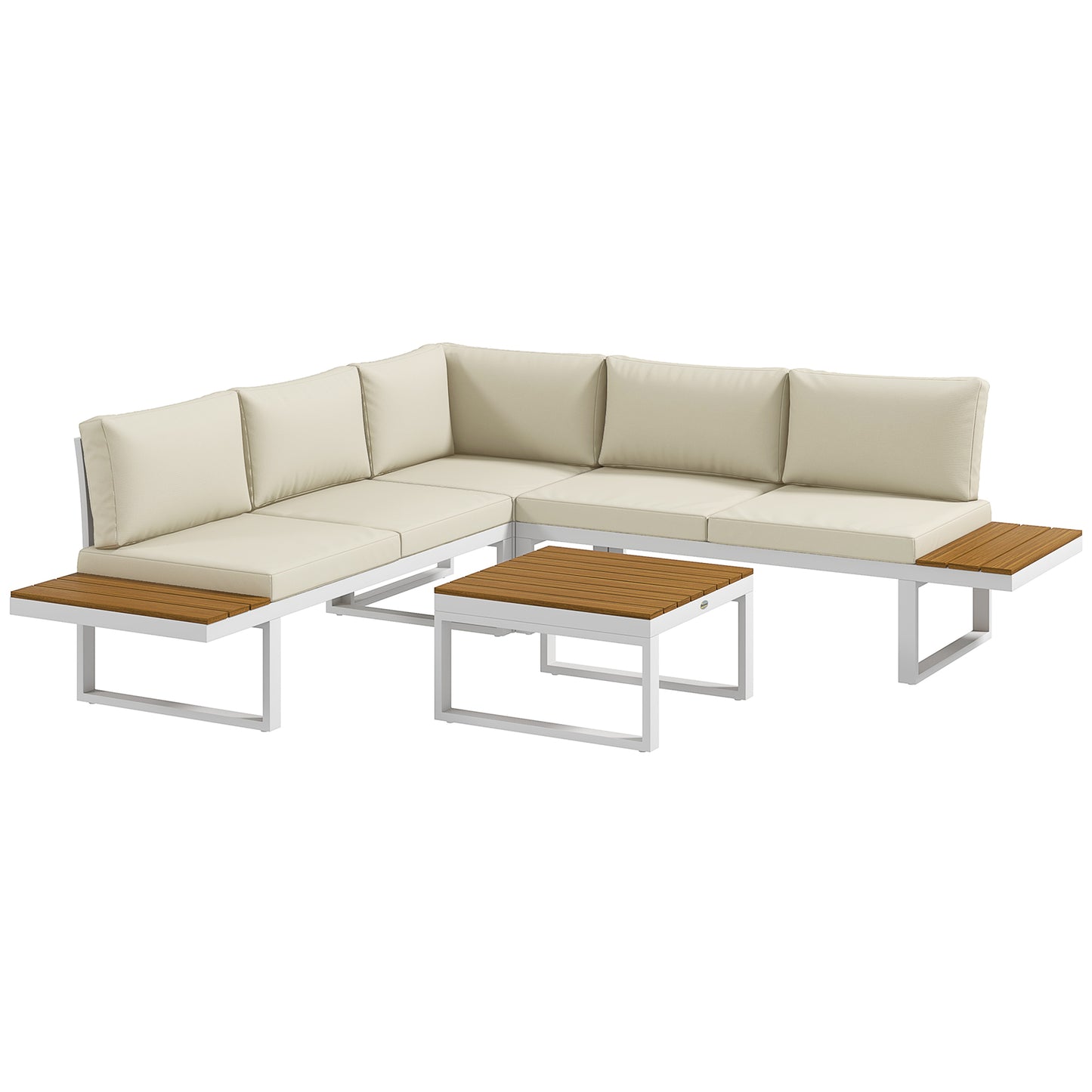 Outsunny Conjunto De Muebles De Jardín 4 Piezas Incluye 3 Sofás Crema_0