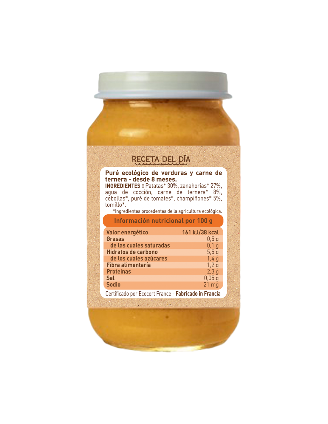 Pack Tarritos Menú Carne Bio (a partir de 8 meses) babybio 2 uds de 200gr
