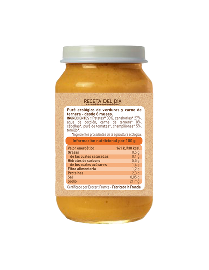 Pack Tarritos Menú Carne Bio (a partir de 8 meses) babybio 2 uds de 200gr