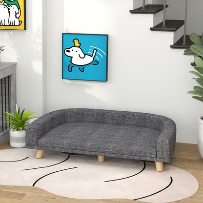 Pawhut Sofá Para Perros Grandes Con Cojín Lavable 98x67x25 Cm Gris Oscuro_1
