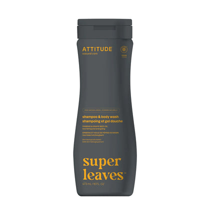 Super leaves Champú y Gel de Ducha 2 en 1 Nutritivo & Energizante para Hombre 473 ml