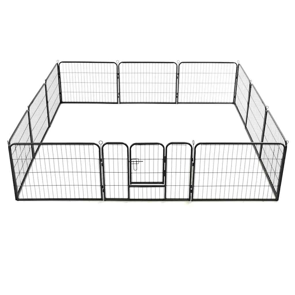 Vidaxl Corral Para Perros 12 Paneles De Acero 80x60 Cm Negro_4