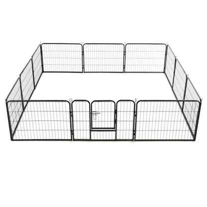Vidaxl Corral Para Perros 12 Paneles De Acero 80x60 Cm Negro_4