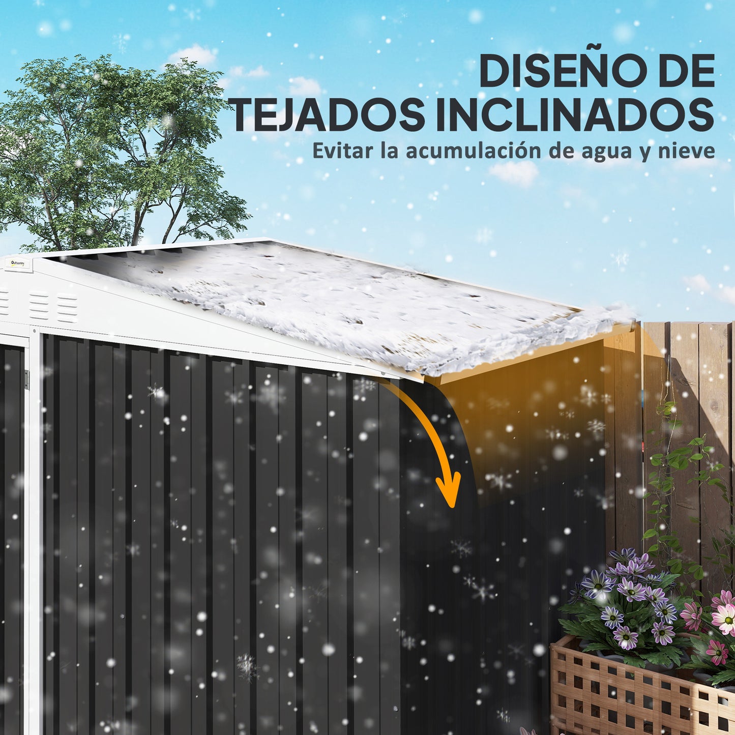 Outsunny Caseta De Jardín Exterior 2,7m² 245x117x180 Cm Con Estante De 2 Niveles_5