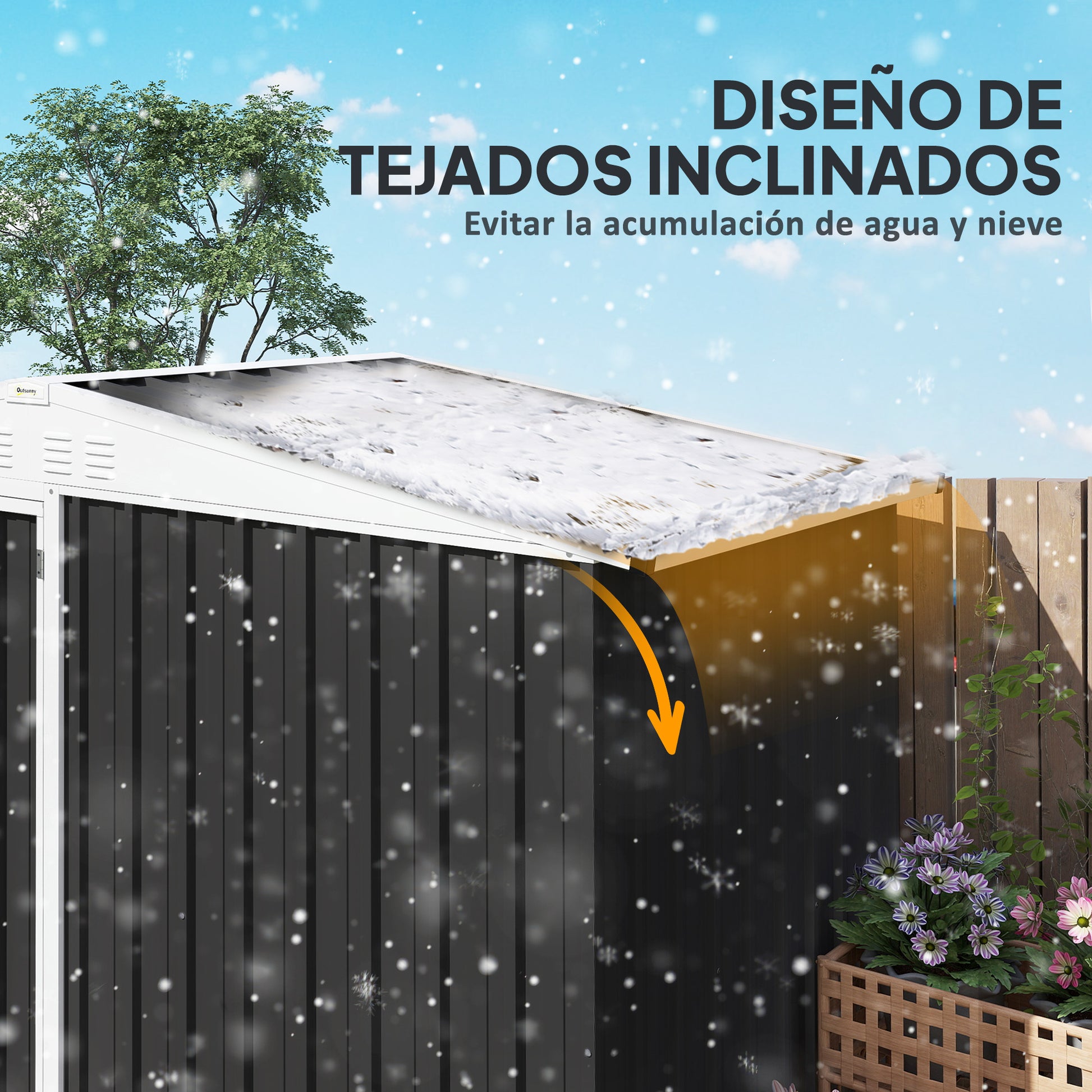 Outsunny Caseta De Jardín Exterior 2,7m² 245x117x180 Cm Con Estante De 2 Niveles_5
