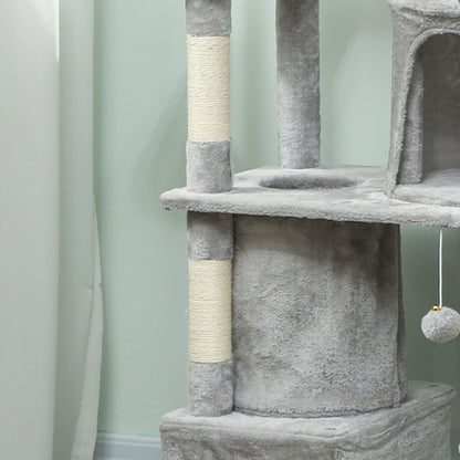 Pawhut Árbol Rascador Para Gatos Grande Altura 170 Cm Gris Claro_4