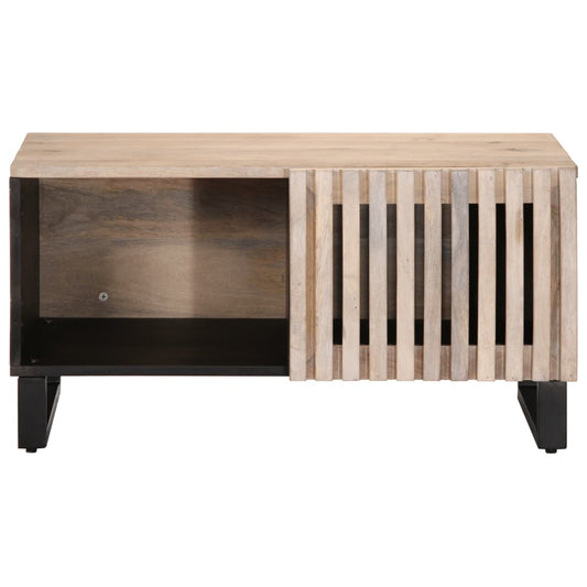 Mesa De Centro De Madera Maciza De Mango Blanca 80x51x40 Cm_0