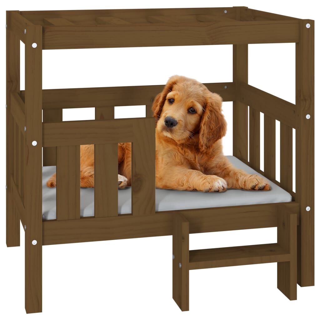 Vidaxl Cama Para Perros Madera Maciza Pino Marrón Miel 75,5x63,5x70 Cm_3