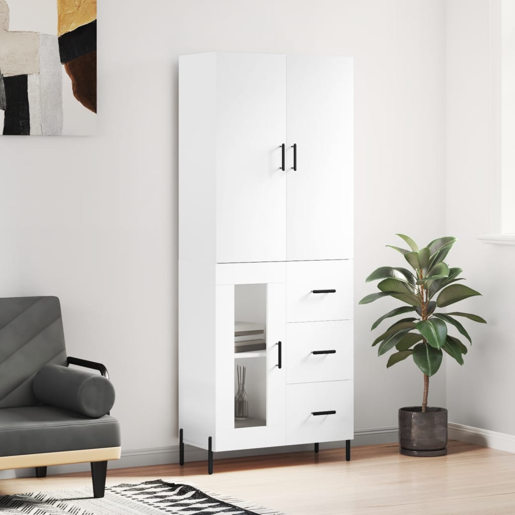 Aparador Alto Madera Contrachapada Blanco 69,5x34x180 Cm_0