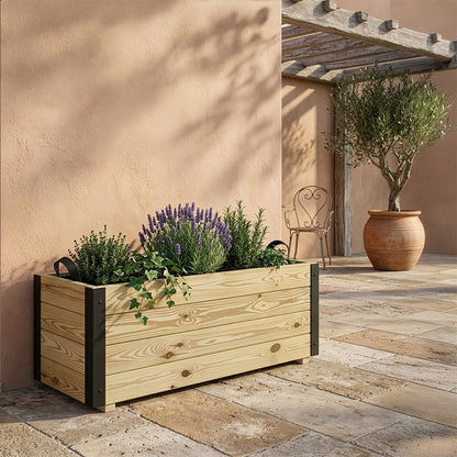 Jardinera De Madera Con Refuerzo De Aluminio 100x40x40 Cm Ghio Al Hortalia_1