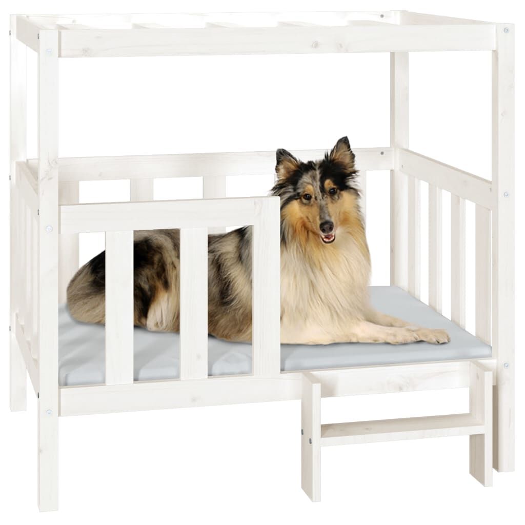 Vidaxl Cama Para Perros Madera Maciza De Pino Blanco 105,5x83,5x100 Cm_3