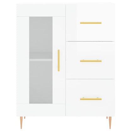 Aparador Alto Madera Contrachapada Blanco Brillo 69,5x34x180 Cm_5