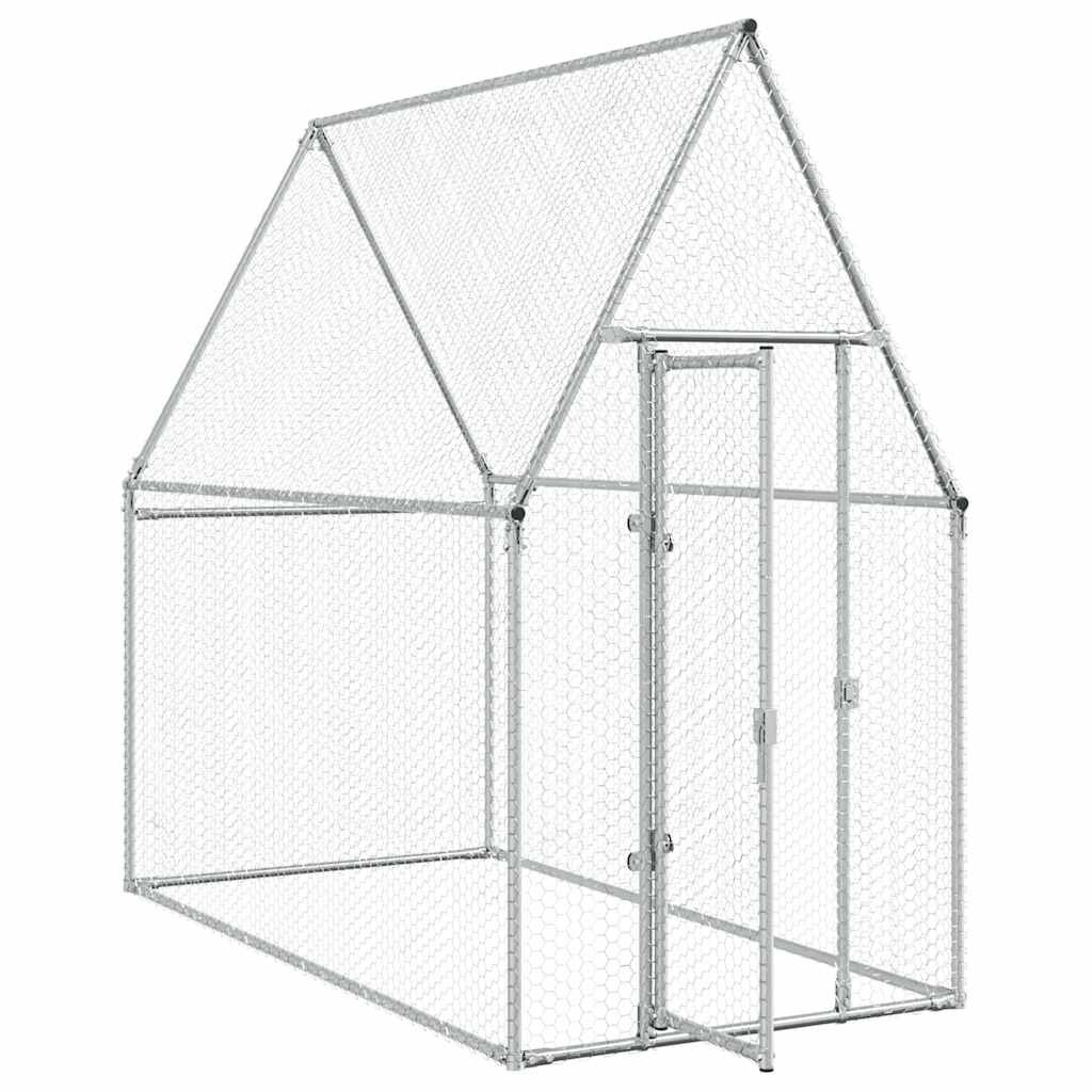 Vidaxl Jaula Para Gallinas Acero Galvanizado Plateado 200x100x190 Cm_3