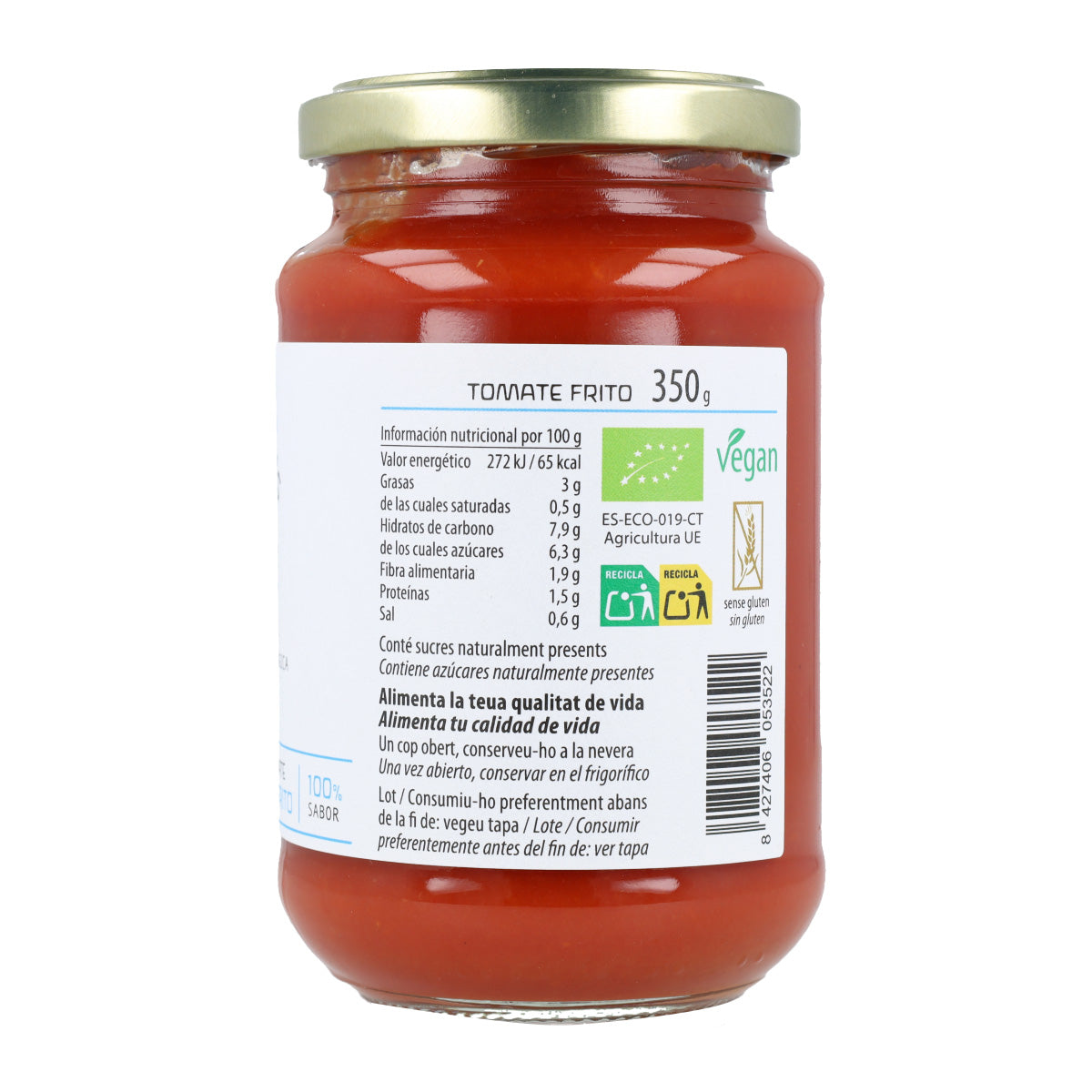 Tomate Frito SIN AZÚCARES añadidos Ecológico Cal Valls 350g