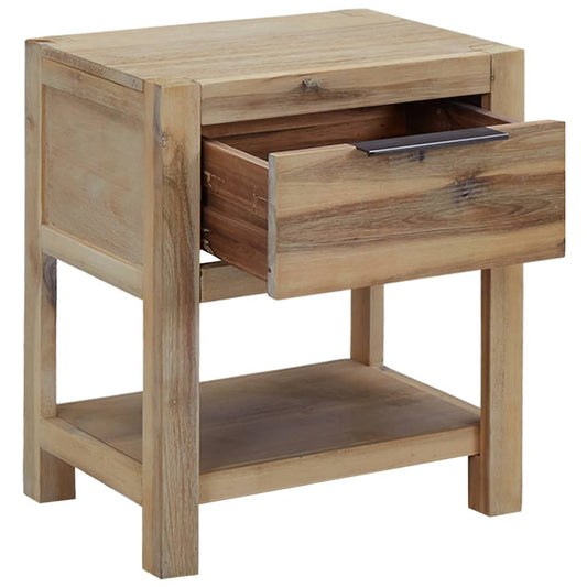 Mesita De Noche Con Cajón Madera Acacia Maciza 40x30x48 Cm_0